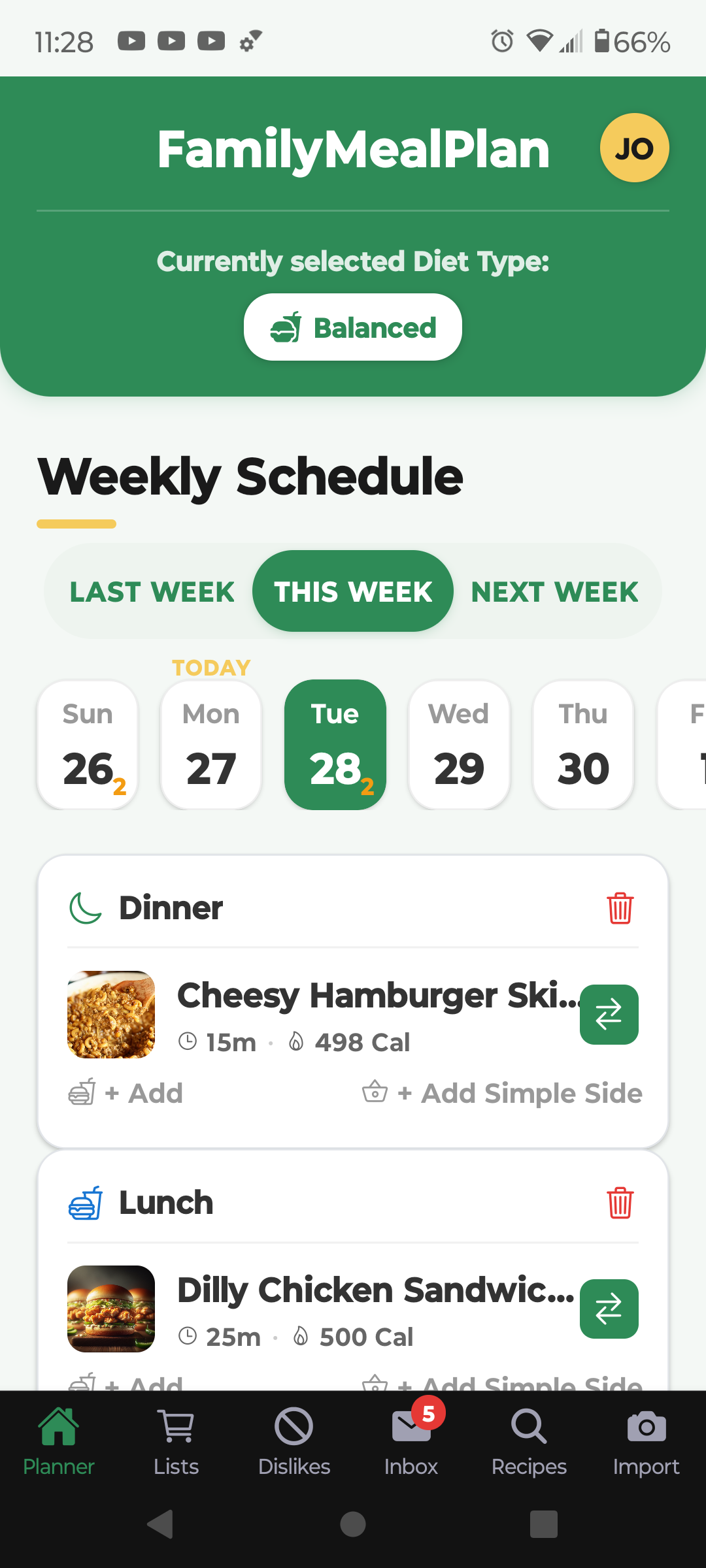 Dynamic Weekly Schedule
