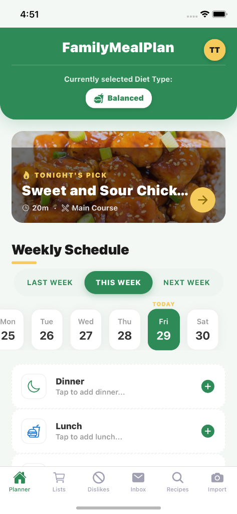 Dynamic Weekly Schedule