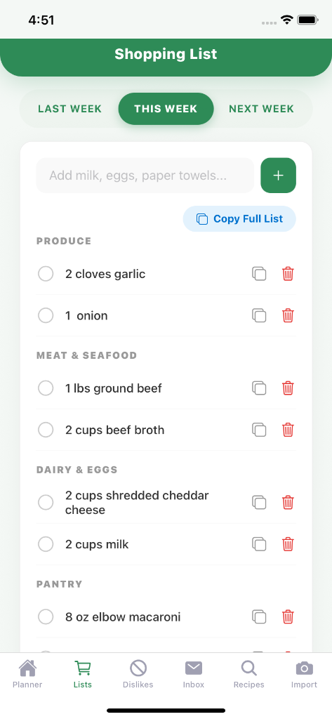 Smart Shopping List Checklist